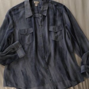 Chico's blouse shades of blue streak.